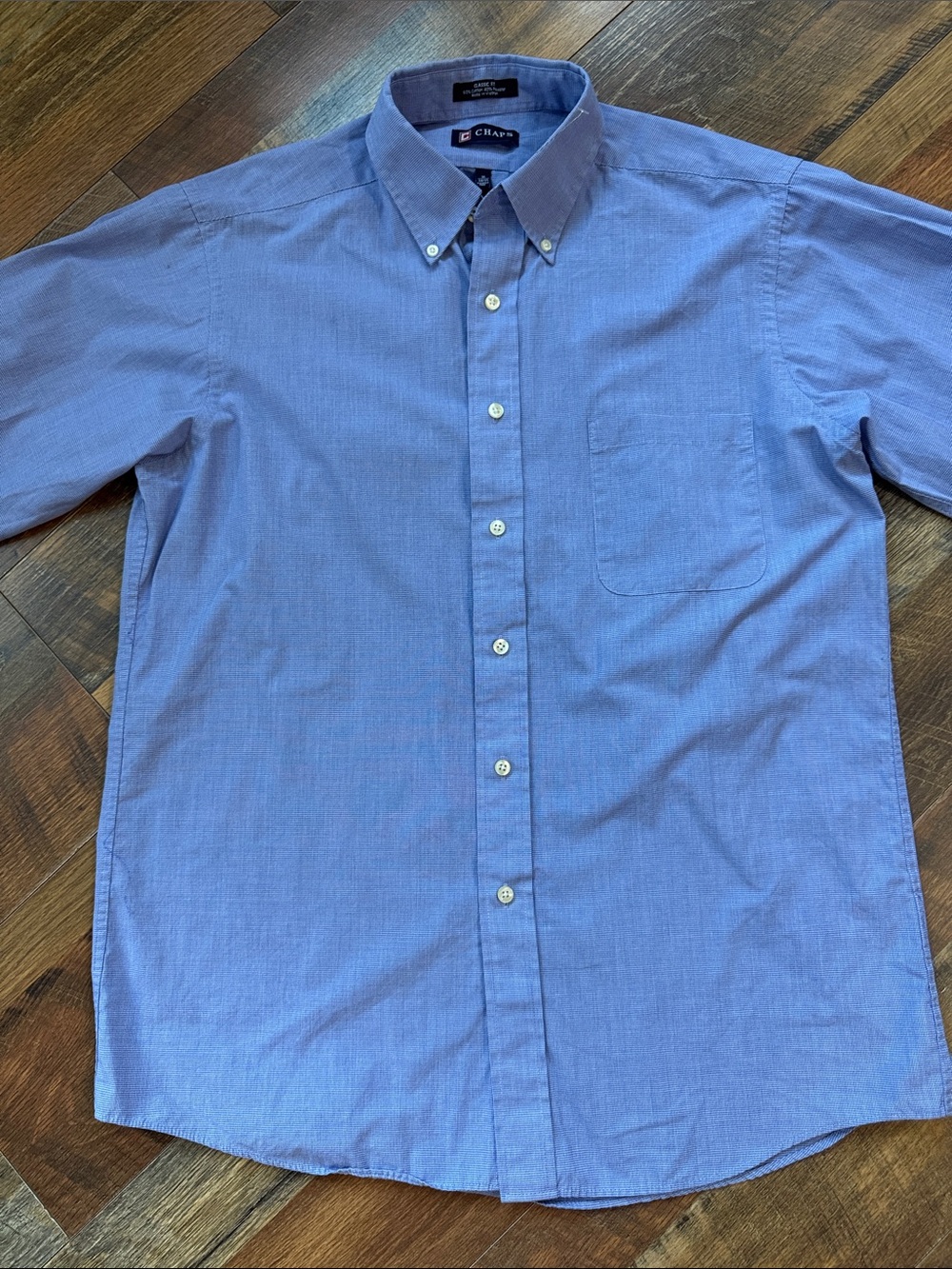 Chaps Classic Fit Wrinkle Free Blue Button Down Dress Shirt 16 34/35 - Picture 4 of 7